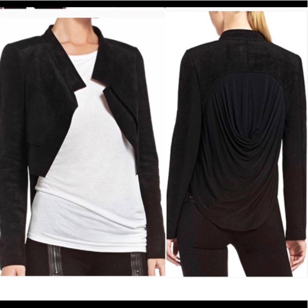 NWT BCBGMaxazria Black Suede Cropped Jacket